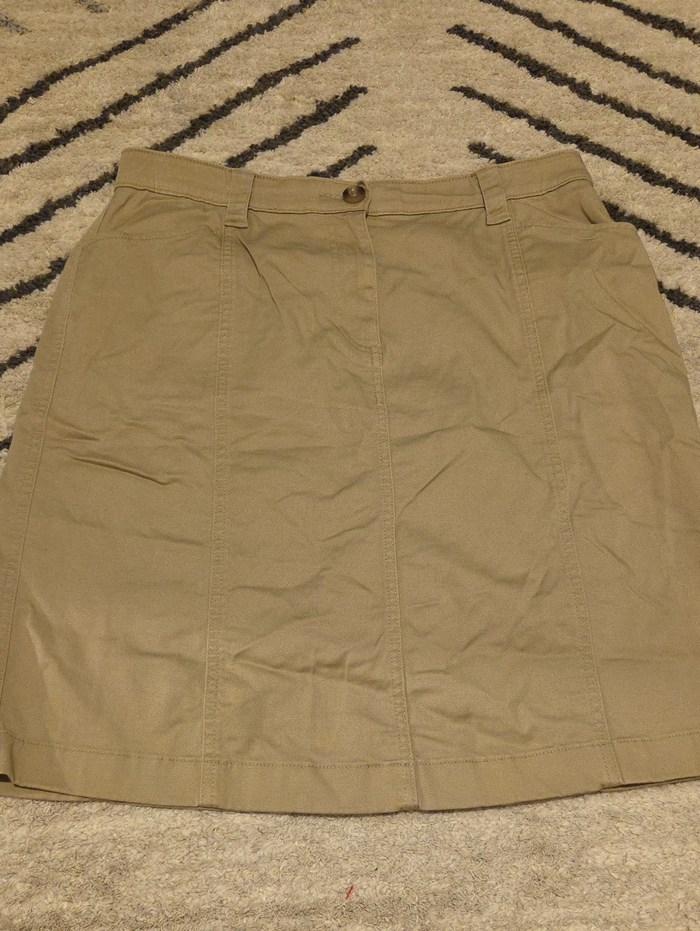 L.L. Bean Women's Khaki A-Line Skirt with Front Button